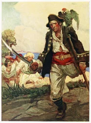 Frontispiz aus Die Schatzinsel, veröffentlicht 1915 (Farblithografie)